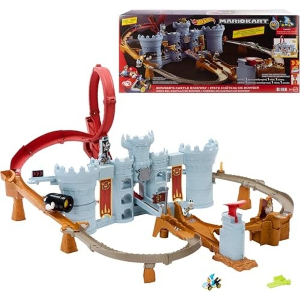 Hot Wheels Mario Kart Bowser's Castle Track Set 1:64 Vehicle Storage  NWT